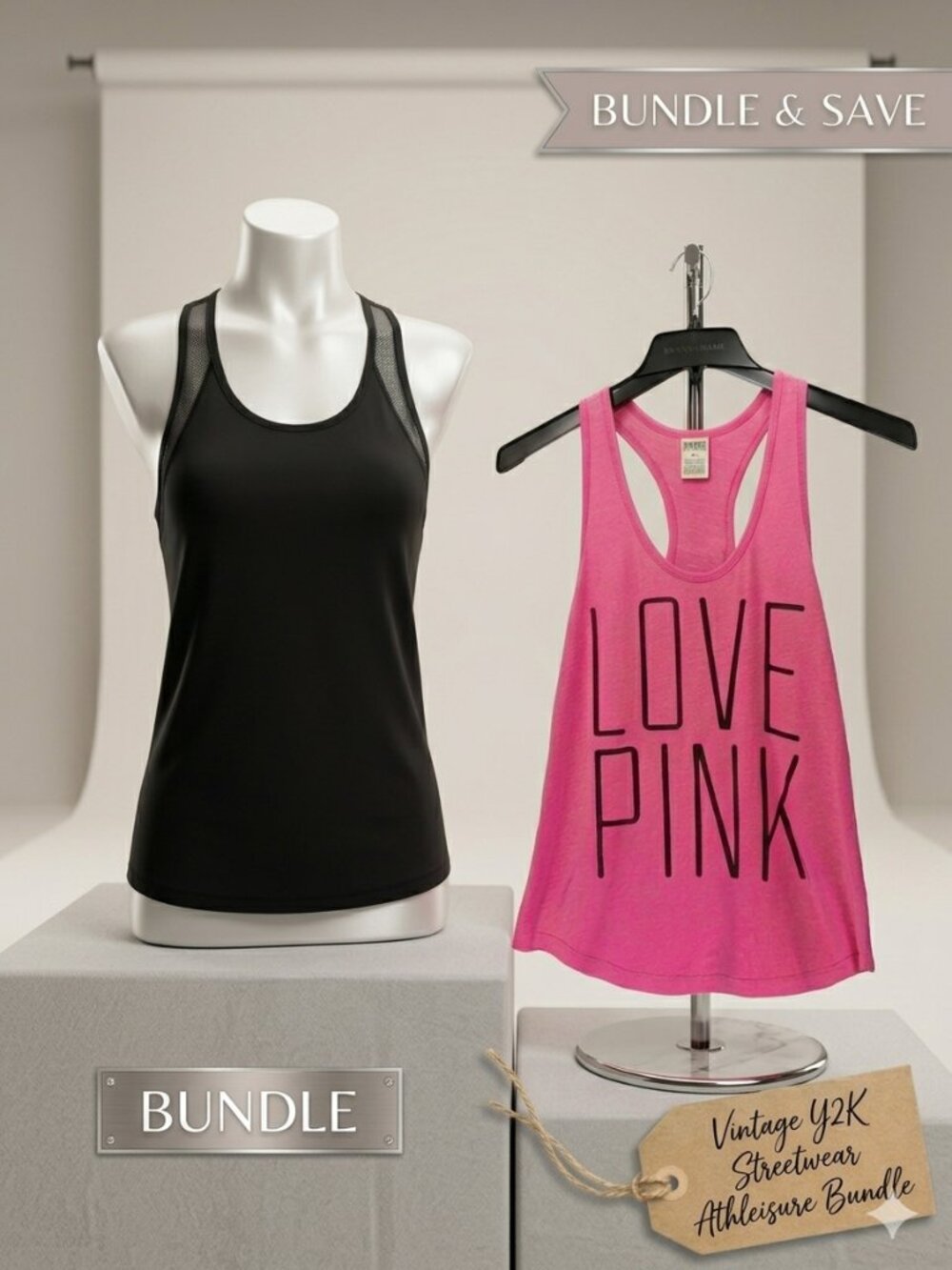 Victoria’s Secret‎ Sport + PINK Tank Tops Small Y2K Athletic Racerback Bundle